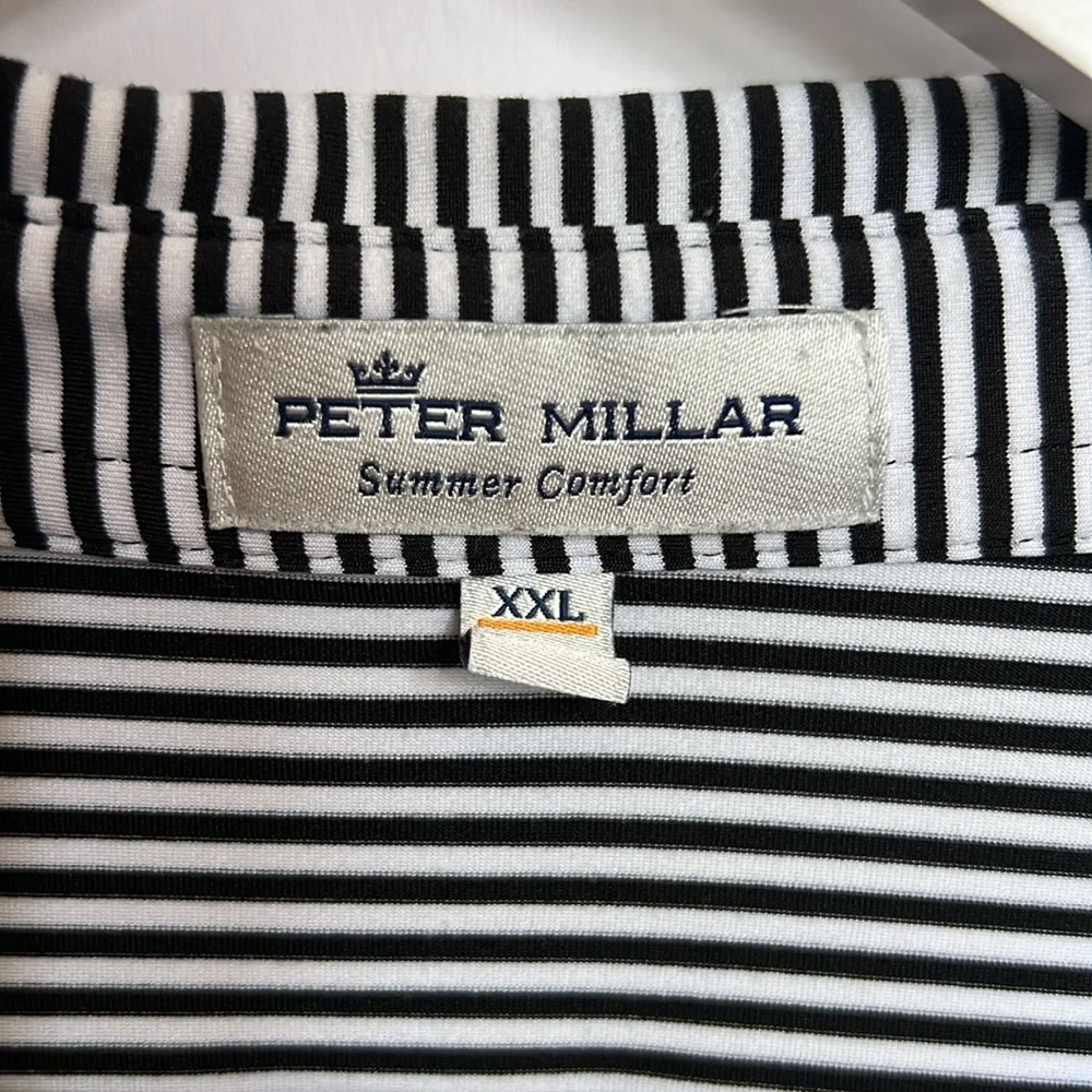 Peter Millar Quail Hollow Carolina CAT Stripe Black White Performance Polo XXL